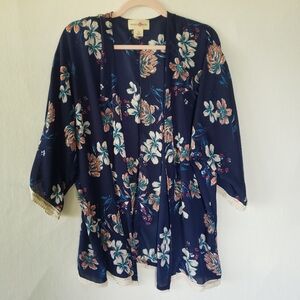 Wishful Park Floral Kimono, Lightweight Open-front Duster, Beach Cover-up
